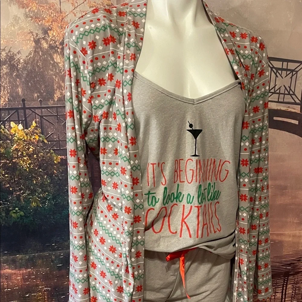 Cozy Gray and Red Women's Pajama Set - Picture 3 of 13